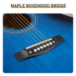 Blue 41-inch Dreadnought barrel-shaped cutaway acoustic guitar with pick, strings, capo, gig bag, tuner, wrench tool, and shoulder strap - Image 10