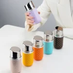 Portable Insulated Cup with Built-in Lipstick Mirror Lipstick Tumbler 160mL orange - Image 3