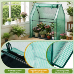 Mini Greenhouse with PE Cover, Indoor Outdoor Plant Gardening Green House for Garden Backyard, 36*18*33in, Green - Image 6