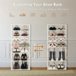 7-Tier Double-Row Shoe Rack with Adjustable Shelves, Anti-Tipping Narrow Storage Rack for Entryway Closet-White - Image 11