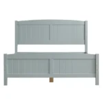 Full Single Bed Frame Vertical Striped Decorative Curved Headboard and Footboard Bed Frame Painted + Melamine Veneer & Pine + MDF Wood Bed 77.8*56.54*37.8in Grey - Image 6