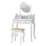 Modern Concise 4-Drawer 360-Degree Rotation Removable Mirror Dresser White =32759839 - Image 8
