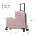 22 Inch Ride-on Suitcase for Kids & Teens, Toddler Travel Luggage with Seat, Spinner Wheels, Safety Belt, Stroller-Style Checked Luggage with Combination Lock&Telescoping Handle for Ages 5-18 - Image 2