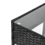 2pcs Arm Chairs 1pc Love Seat & Tempered Glass Coffee Table Rattan Sofa Set Black - Image 50