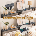 Same Code 43040790 2 Pack 39.4" Narrow Console Sofa Table with Power Outlets and USB Ports, Long Couch Table with Metal Frame and Charge Station with 4.9ft Extension Cord, Black - Image 11