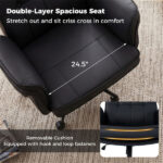 5-Position Adjustable Armrest Criss Cross Chair, Cat Scratch Leather Swivel Desk Chair with Side Pockets - Image 7
