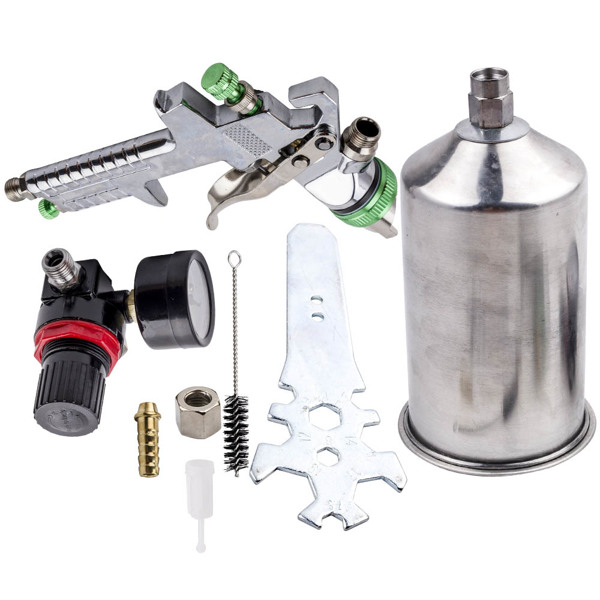 2.5mm HVLP Feed Car Air Spray Gun Kit W/ Regulator Gauge Paint Sprayer