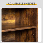 Shoe cabinet with 2 doors, 5 open compartments, and a tabletop with a back panel; made of MDF; 116*35.5*107cm; weathered wood color - Image 7