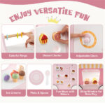 2-in-1 Baby Walker with 8 Fun Activities (Dessert Sorter/Adjustable Clock/Maze) + Side Shop Window (Role Play)-Pink - Image 5