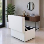Beige Linen-Textured Storage Ottoman with Rubber Feet – 63×43×43cm Bench for Entryway, Bedroom or Living Room - Image 3