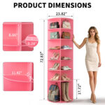 7-tier, 360° rotating wood-plastic composite shoe rack, 60*60*184cm, pink - Image 3