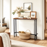 Same Code 75403889 39.4" Narrow Console Sofa Table with Power Outlets and USB Ports, Skinny Couch Table with Metal Frame and Charge Station with 4.9ft Extension Cord, Rustic Brown - Image 10