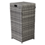 With Top Cover Iron Frame Rattan Trash Can Gary Gradient - Image 12
