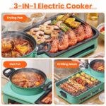 3-in-1 Electric Hot Pot with Grill & Fry Pan - 1600W Fast Even Heating, Independent Dual Temp Control (284℉-500℉), Non-Stick Smokeless, Detachable Dishwasher Safe for 3-5 People - Image 11