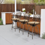 Outdoor Swivel Bar Stools Set of 2, Cast Aluminum Patio Bar Height Chairs, All-Weather Bar Dining Chairs Outdoor Swivel Chairs Furniture (Elizabethan Back) - Image 10