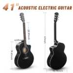 Replace 37788227 KMA102 41In Basswood Panel Matte Edging Folk Guitar with 15W Amplifier Bag Tuner and other Accessories Black - Image 6