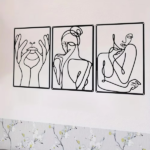 CIFbuy 3Pcs Abstract Metal Wall Art Minimalist Line Drawing Decor Indoor Outdoor Hanging Holiday Gift(TikTok, temu pick-up service)