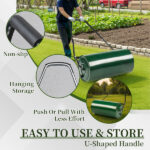 24in Heavy Duty Steel Lawn Roller, Garden Roller Can Be Filled with Water or Sand, Hand Roller with U-shaped Handle, Green & Black - Image 15