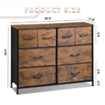 8 Drawers Fabric Cabinet Metal Frame Wide Wood Top Storage Tower TV Stand Clothes Organizer for Bedroom Living Room,Rust Brown - Image 4