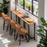 43-Inch Bar Table (Brown) - 209 lbs Capacity Pub Height Table with Durable MDF Top & Metal Frame, Ideal for Kitchen/Bar Counte - Image 6