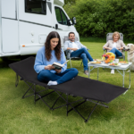 Same Code 17997929 Folding Camping Cot Bed with Soft Pad, Portable Outdoor Cot, Adults Sleeping Bed for Home Office Nap Beach Travel, Black - Image 16