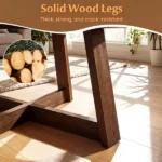 30 Inch Round Farmhouse Coffee Table with Pine Wood Legs, 2.6" Thick Tabletop Stable X-Base Accent Table Holds 220LBS for Living Room Bedroom - Image 9