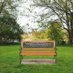 49" Garden Bench Patio Porch Chair Deck Hardwood Cast Iron Love Seat Weave Style Back - Image 11