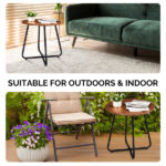 Outdoor Side Table with Imitation Wood Tabletop, Weather Resistant Patio Side Table, Round Outdoor End Table for Patio Yard Balcony Garden - Image 12