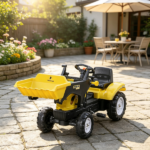 Yellow Kids Pedal-Powered Ride-On Excavator Go Kart: with Working Front Loader Digger – Outdoor Play Toy for 3 Year Olds