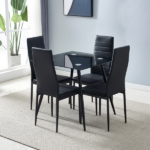 4pcs Elegant Assembled Stripping Texture High Backrest Dining Chairs Black Replace encoding 13028198-18410366 - Image 133