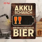 CIFbuy Vintage AKKU SCHWACH Low Battery Need More Beer Metal Tin Sign Multi-Use Yard Sign For Bar Office Home Cafe Restaurant (TikTok, temu pick-up service) - Image 6