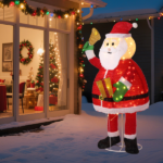 6FT Lighted Santa Claus Holding Bell Christmas Yard Decorations, Pre-lit Pull Up Santa with 200 Warm White LEDs, for Xmas Outdoor Holiday Indoor Decor Lighted Holiday Displays - Image 5