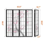 4-Panel Japanese Room Divider Screen, Wooden Folding Privacy Screen for Indoor Use, Portable Partition for Room Separation and Decoration in Home, Office, Restaurant, and (Shipment from Walmart) - Image 4