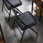 Same Code 33457557 4pcs Elegant Foldable Iron & PVC Chairs for Convention & Exhibition Black - Image 14