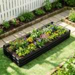 95" x 36" x 12" Black Galvanized Raised Garden Bed – Easy Assembly Planter for Growing Flowers, Herbs, Succulents Black