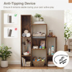 Cat Bookshelf Cabinet (Rustic Brown), 8 Organized Storage Sections & Multiple Climbing Platforms - Image 3