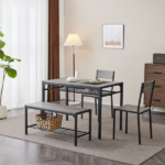 Same Code 99109540 Dining Table Set for 4, Kitchen Table with 2 Chairs and a Bench, 4 Piece Kitchen Table Set for Small Space, Home Kitchen Bar Pub Apartment, Gray - Image 28