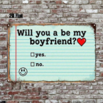 CIFbuy 1pc Will You Be My Boyfriend Metal Sign, 2D Flat Tin Plaque Sticky Note Style, Durable Wall Decor For Bedroom Bar Kitchen Restro TikTok, TikTok, Style Self-pickup Logiopics