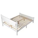 Queen Single Bunk Bed Painted + Melamine Veneer & Pine + MDF Bed Frame Vertical Striped Decorative Bed Frame 63.78*83.46*37.8in White - Image 12