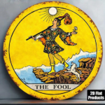 CIFbuy 1pc 8x8in The Fool Tarot Card 2D Flat Round Sign, "" Tarot Card 2D Flat Round Sign, 2D Flat Round Sign, Vintage Divination Prediction Plaque TikTok, TikTo Self-pickup Logiaqics - Image 7