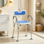 Adjustable Height Padded Shower Chair with Arms And Back Anti-slip Bath Seat for Seniors And Disabled Tool-Free Assembly,299lbs - Image 9