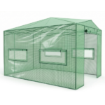 8*12ft Plastic Sprayed Iron Pipe PE Mesh Foldable Greenhouse Shed Green - Image 4