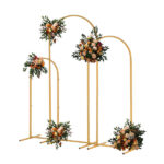 (5.9ft+4.9ft+3.9ft) Three-Piece Set Wedding Arc Top Iron Art Wedding Iron Arch Gold - Image 9