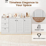 White Buffet Sideboard Cabinet, 3 Drawers & 3 Shutter Door Cabinets, Abundant Storage Space - Image 11