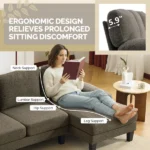 U-Shaped Convertible Sectional Sofa with 2 Chaise Lounges, 4-Seater Modular Couch with Removable & Washable Chenille Covers, 111.4" L x 48.4" D x 33.1" H L-Shaped Couches for Living Room Apartment, Heavy Duty Plastic Legs, Deep Brown - Image 12