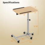 Adjustable Laptop Desk Cart, 24.5”-36” Height & Tilt Angle Mobile Workstation with Lockable Wheels, Natural - Image 4
