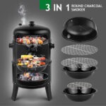80*41*48cm Iron Spray Smoker Carbon Grill Black - Image 23