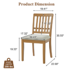 2-Piece Modern Scandinavian Dining Chairs, Curved Wood Backrest with Gray Fabric Seat, Finish for Dining Room and Apartment, Easy to Assembly -LIGHT BROWN - Image 2
