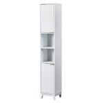 White particleboard with melamine veneer and MDF grid vacuum forming, 30*28*170cm, two doors and two shelves, bathroom vanity