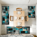 Three-piece kitchen rug set, non-slip and washable, abstract pattern kitchen hallway rug, soft and comfortable, suitable for sinks, floors, entrances, hallways and bathrooms. - Image 12